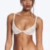 Lace Plunge Wire Bra – White