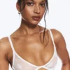 Lace Plunge Wire Bra – White