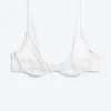 Lace Plunge Wire Bra – White