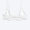 Lace Plunge Wire Bra – White