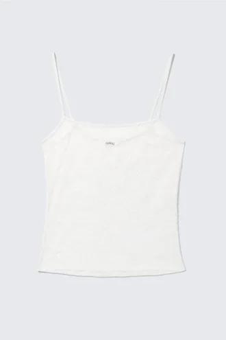 Lace Pyjama Cami Top – White