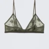 Lace Triangle Soft Bra – Dark Khaki Green