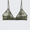 Lace Triangle Soft Bra – Dark Khaki Green