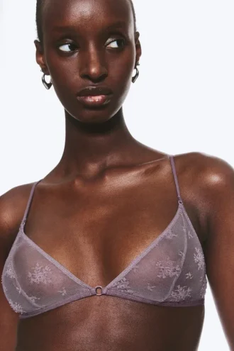 Lace Triangle Soft Bra – Dusty Lilac