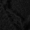 Lace-Trimmed V-Neck Sweater – Black