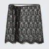 Lace Wrap Midi Skirt – Black