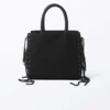 Lacing Cotton Handbag – Black