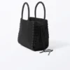 Lacing Cotton Handbag – Black