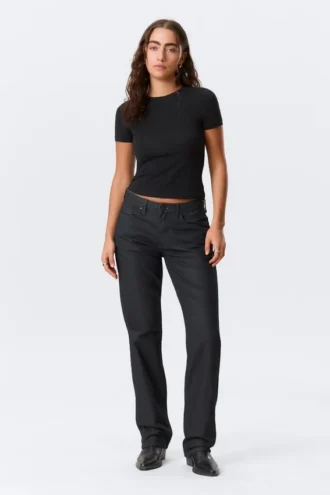 Laika Coated Mid Rise Straight Leg Jeans – Indigo Coating – Dark Blue