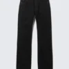Laika Mid Rise Regular Straight Jeans – Black Rinse – Black