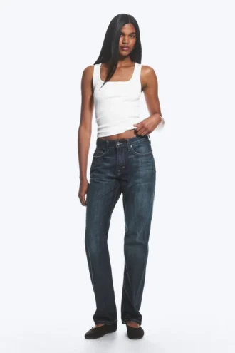 Laika Mid Rise Regular Straight Jeans – Deep Sea Blue – Dark Blue