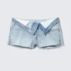 Lana Fold Down Denim Shorts – Fresh Blue – Light Blue