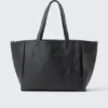 Large Faux Leather Tote Bag – Black
