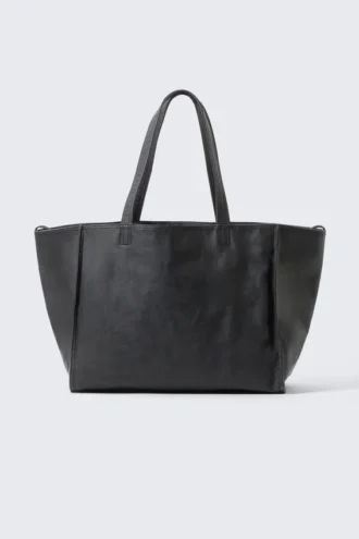 Large Faux Leather Tote Bag – Black
