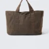 Large Waxed Cotton Canvas Tote Bag – Dark Brown