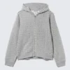 Laser Cut Zip Hoodie – Grey Melange