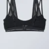 Layered Cotton Mesh Bra – Black Black