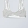 Layered Cotton Mesh Bra – Light Grey Melange & White