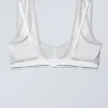 Layered Cotton Mesh Bra – Light Grey Melange & White