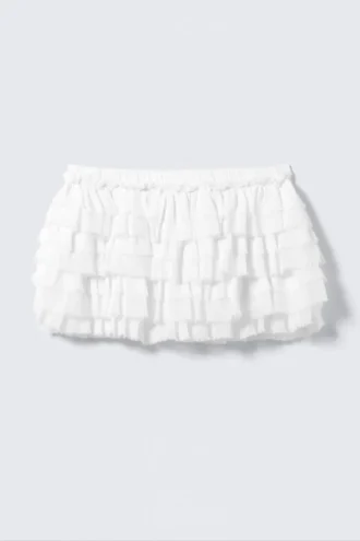 Layered Frill Mini Skirt – White