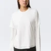 Layered Long-Sleeved Cotton T-Shirt – White