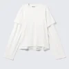 Layered Long-Sleeved Cotton T-Shirt – White