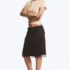 Layered Mesh Midi Skirt – Dark Brown