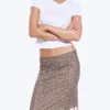 Layered Mesh Midi Skirt – Khaki/Burgundy – Floral