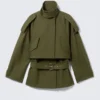 Layered Technical Trench Coat – Khaki Green
