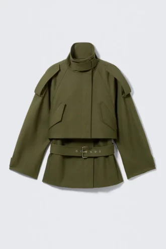 Layered Technical Trench Coat – Khaki Green