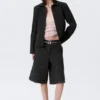 Lean Buttoned Jacket – Pinstriped Black