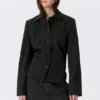 Lean Buttoned Jacket – Pinstriped Black