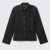 Lean Buttoned Jacket – Pinstriped Black