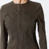Lean Frayed Cotton Jacket – Striped Dark Grey