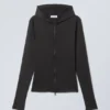 Liah Tight Zip Hoodie – Black