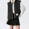 Lightly Padded Canvas Zip Vest – Black
