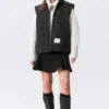 Lightly Padded Canvas Zip Vest – Black