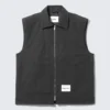 Lightly Padded Canvas Zip Vest – Black