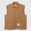 Lightly Padded Canvas Zip Vest – Brown