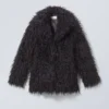 Lilith Waisted Faux Fur Jacket – Black