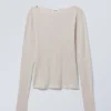 Linen Blend Long Sleeve Top – Ecru