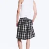 Linen-Blend Shorts – Checked Black