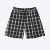 Linen-Blend Shorts – Checked Black
