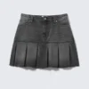 Liz Low Rise Pleated Twill Skirt – Haunted Black – Washed Black