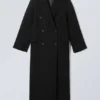 Logan Double-Breasted Wool-Blend Coat – Black