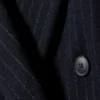 Logan Double-Breasted Wool-Blend Coat – Dark Blue – Pinstripe