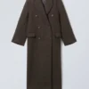Logan Double-Breasted Wool-Blend Coat – Dark Brown