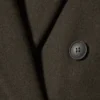 Logan Knee-Length Wool-Blend Coat – Dark Khaki Green