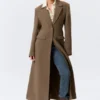Long Fitted Single-Breasted Suiting Coat – Medium Brown