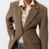 Long Fitted Single-Breasted Suiting Coat – Medium Brown
